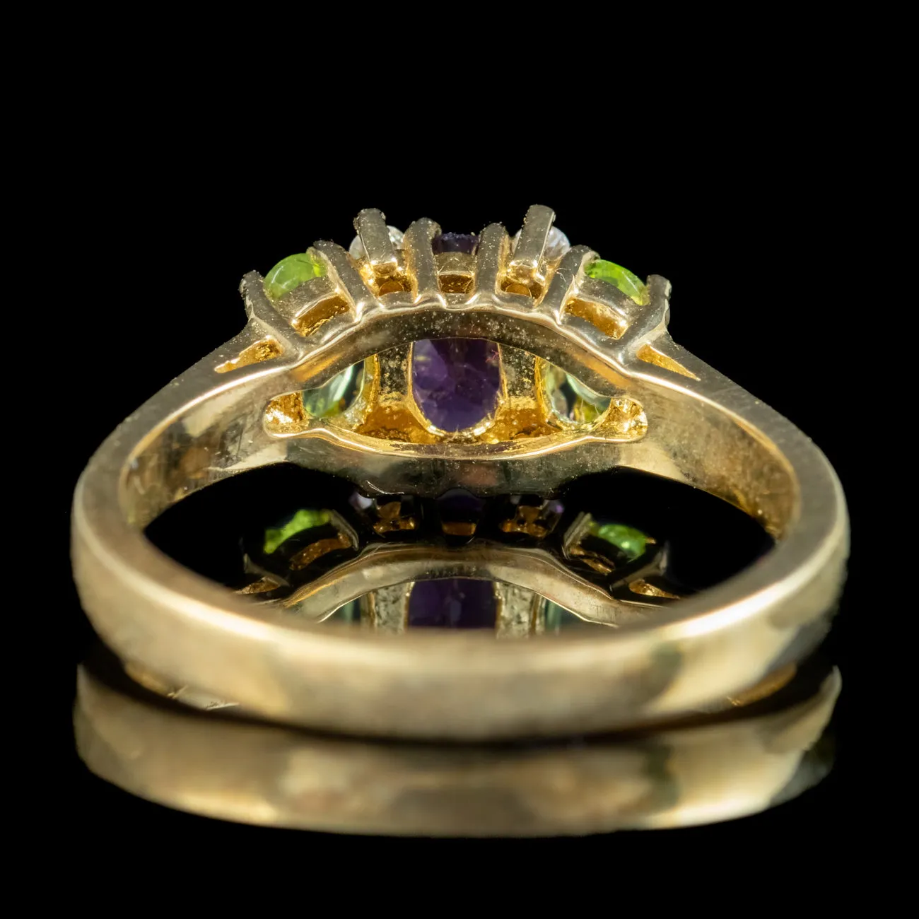 Edwardian Suffragette Style Amethyst Peridot Diamond Ring