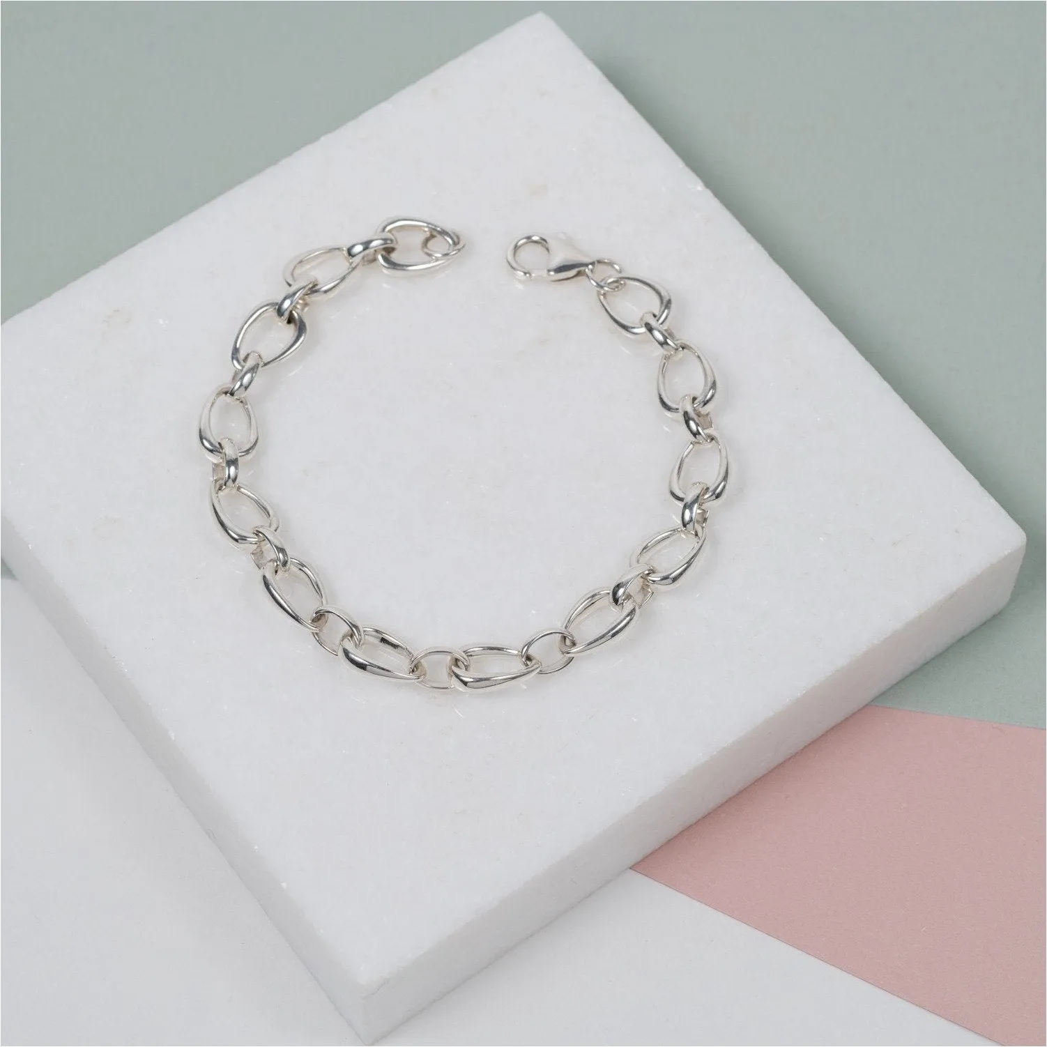 Egerton Sterling Silver Raindrop Link Bracelet