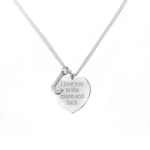 Engraved Initial Heart Token Necklace - Sterling Silver