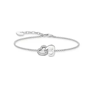 Essentials Sterling Silver Intertwined Hearts With Zirconia Bracelet A2163-051-14-L19V