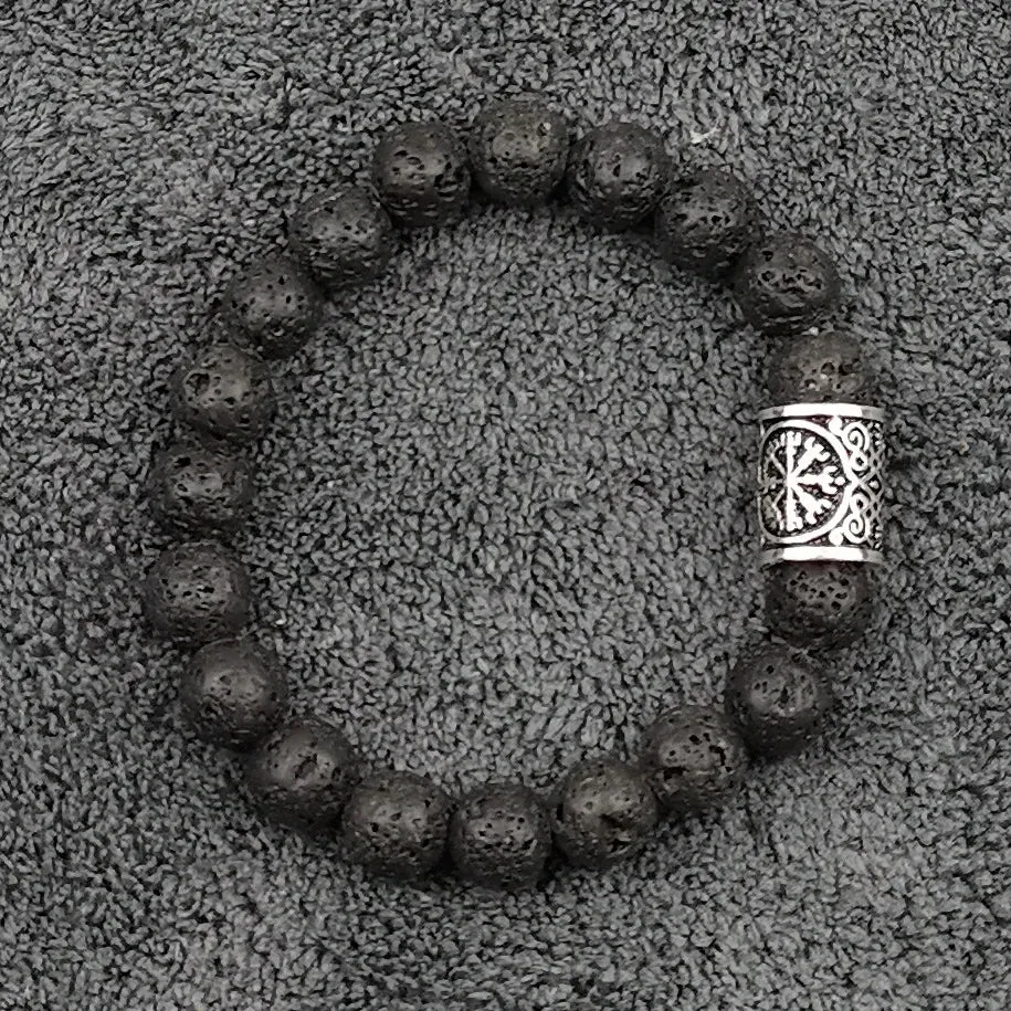 Fashion Charm Beads Bracelet Vintage Volcano Lava Stone Beads Runes Beads Men Bracelet Viking Rune Bracelet Jewelry Women Gift