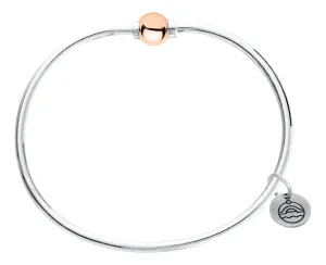 Genuine Sterling Silver Cape Cod Bracelet with Polished 14k Rose Gold Bead