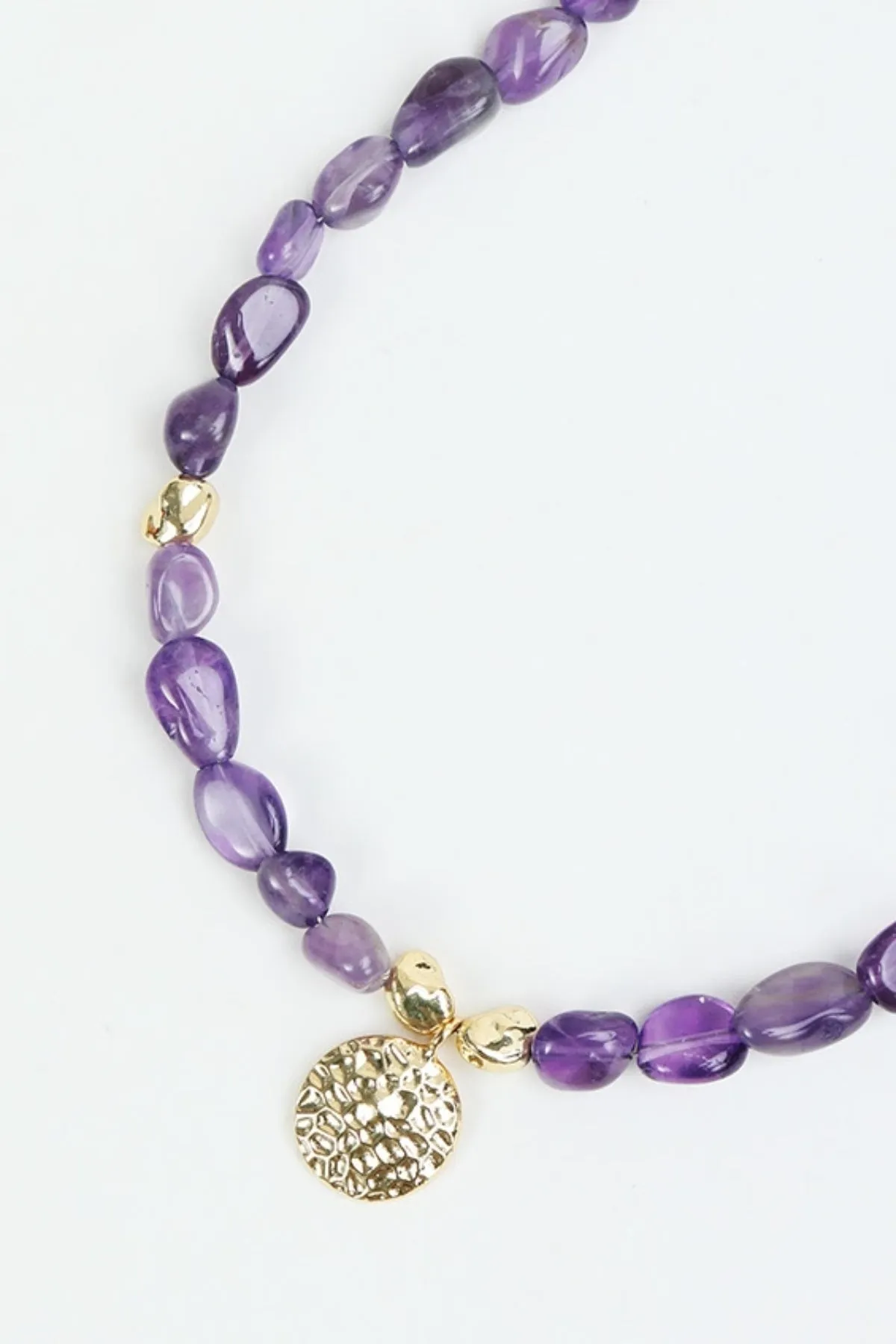 Gold & Purple Stone Necklace