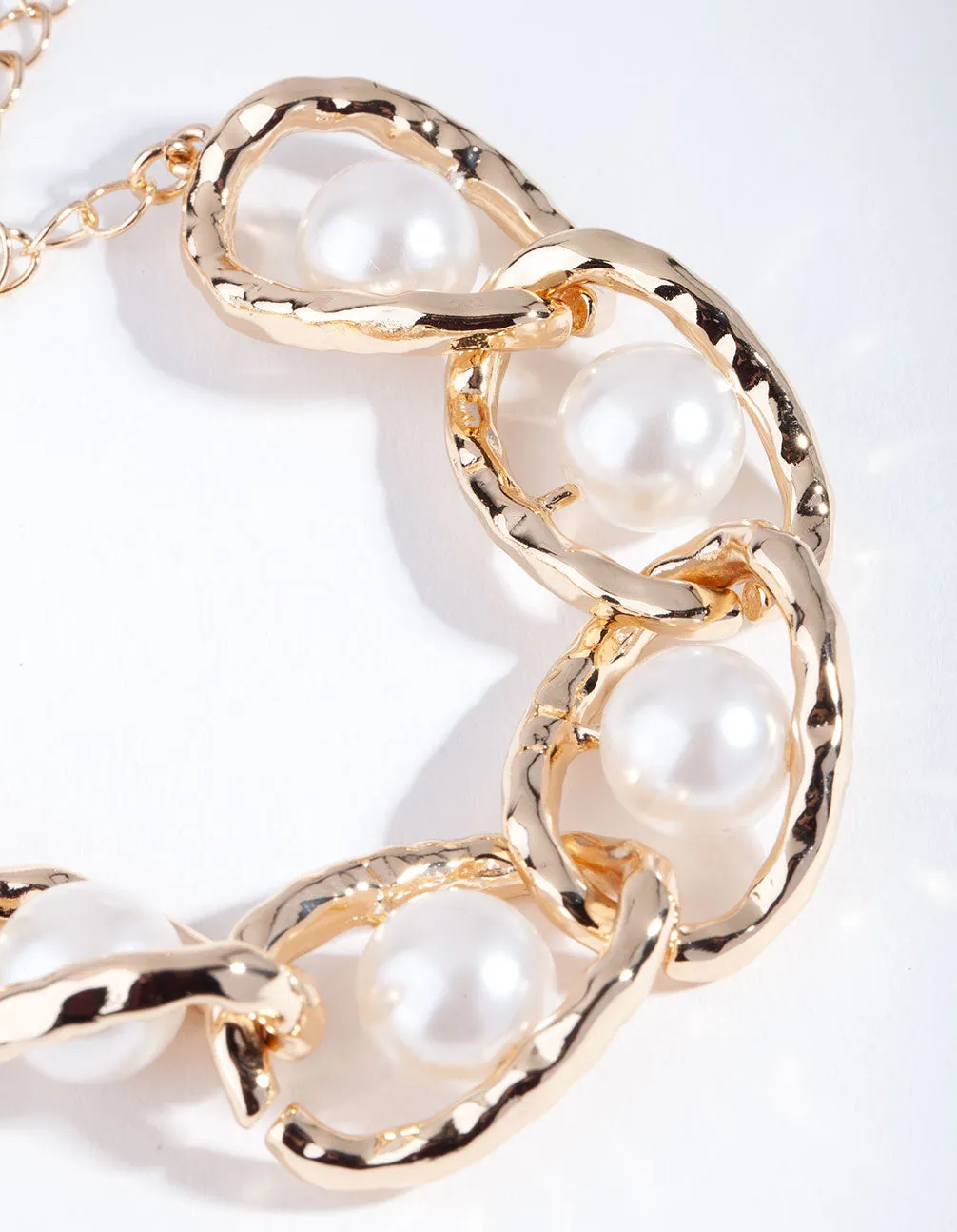 Gold Link & Pearl Bracelet