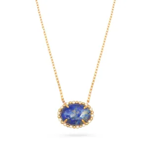 Gold Mini Lapis Stone Choker Necklace