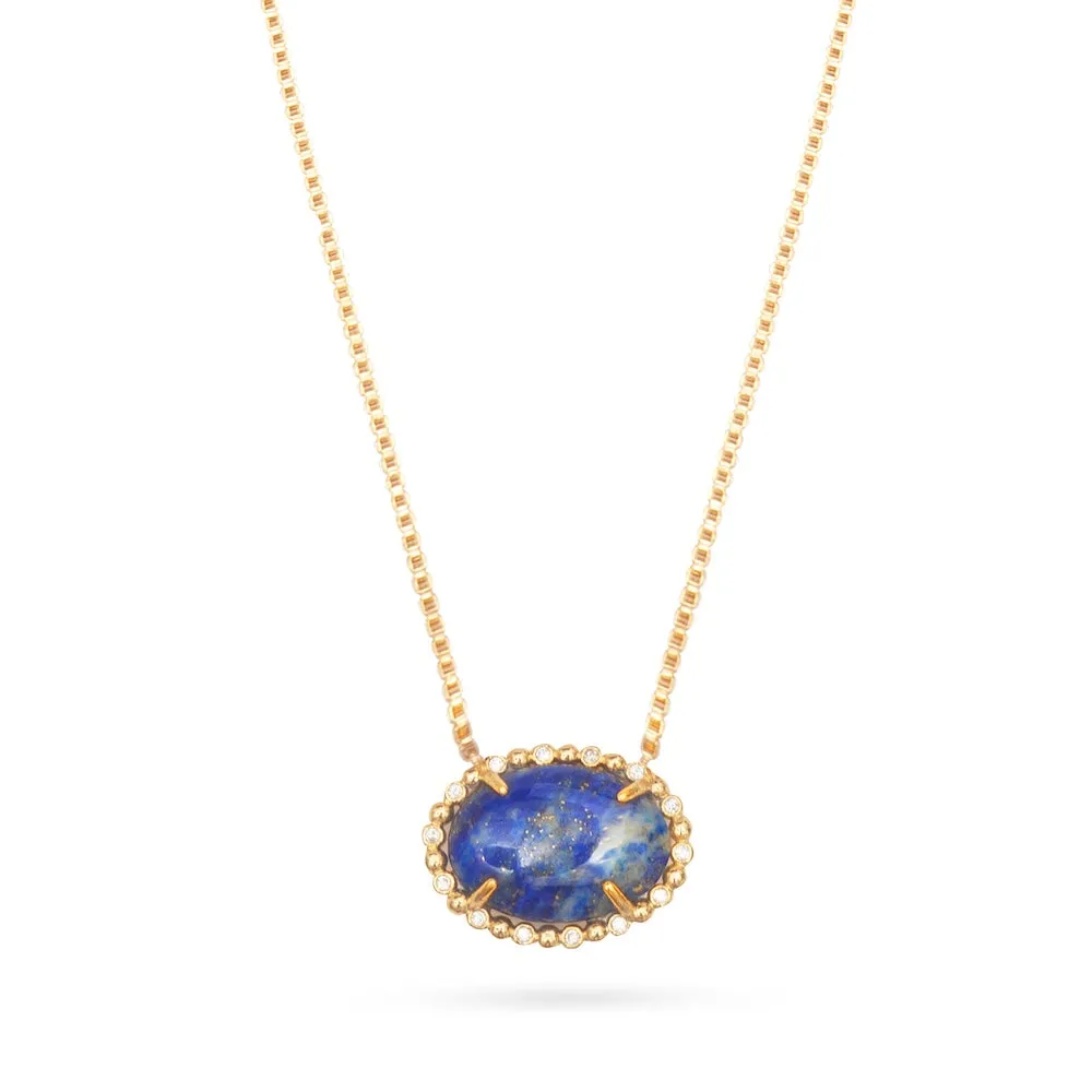 Gold Mini Lapis Stone Choker Necklace