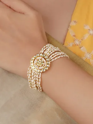 Gold Plated Jadau Kundan Bracelet - MHP253