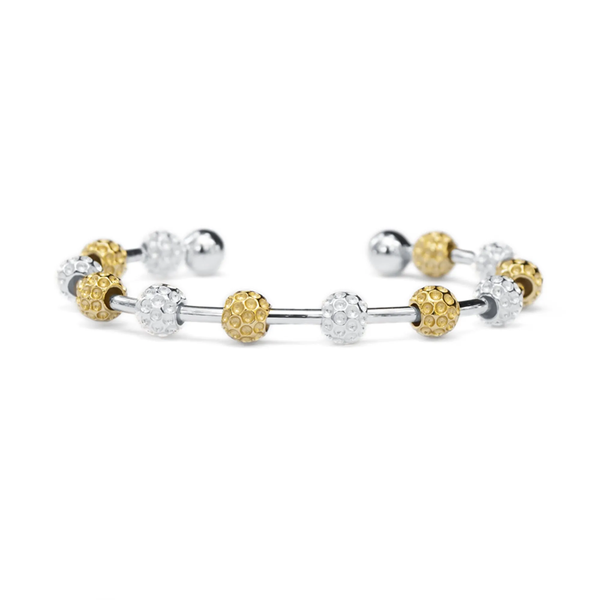 Golf Goddess Gift Set - Two-Tone Golf Ball Bead Stroke Counter Bracelet and Silver Golf Ball Earrings