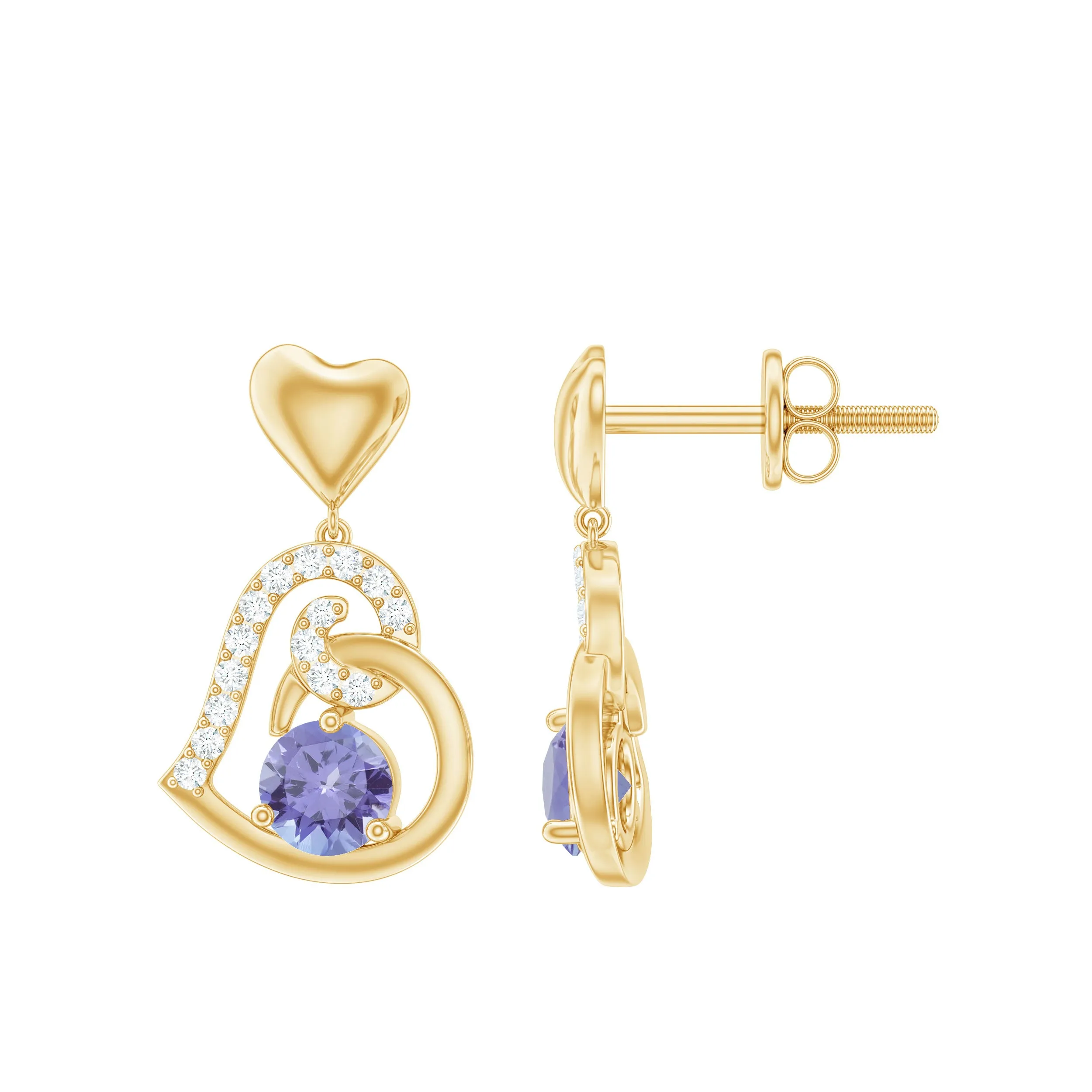 Heart Drop Earring with Tanzanite and Diamond