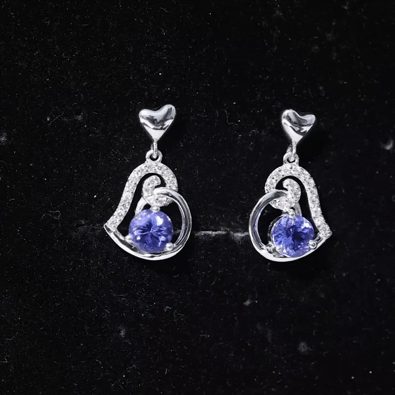 Heart Drop Earring with Tanzanite and Diamond