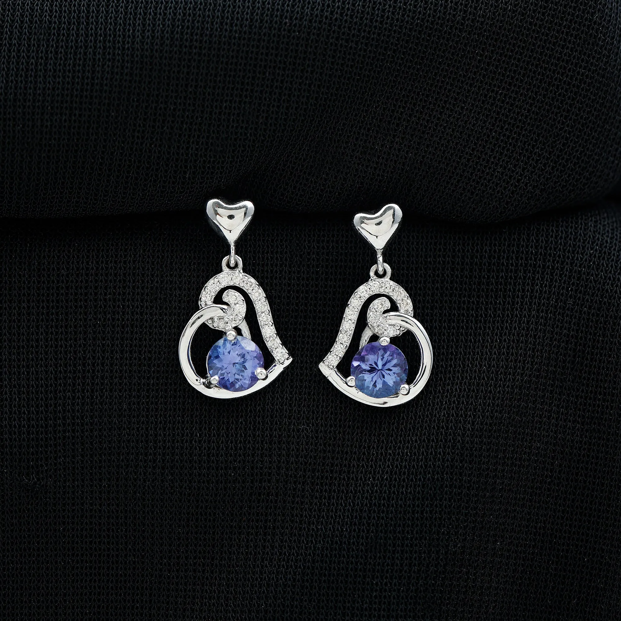 Heart Drop Earring with Tanzanite and Diamond