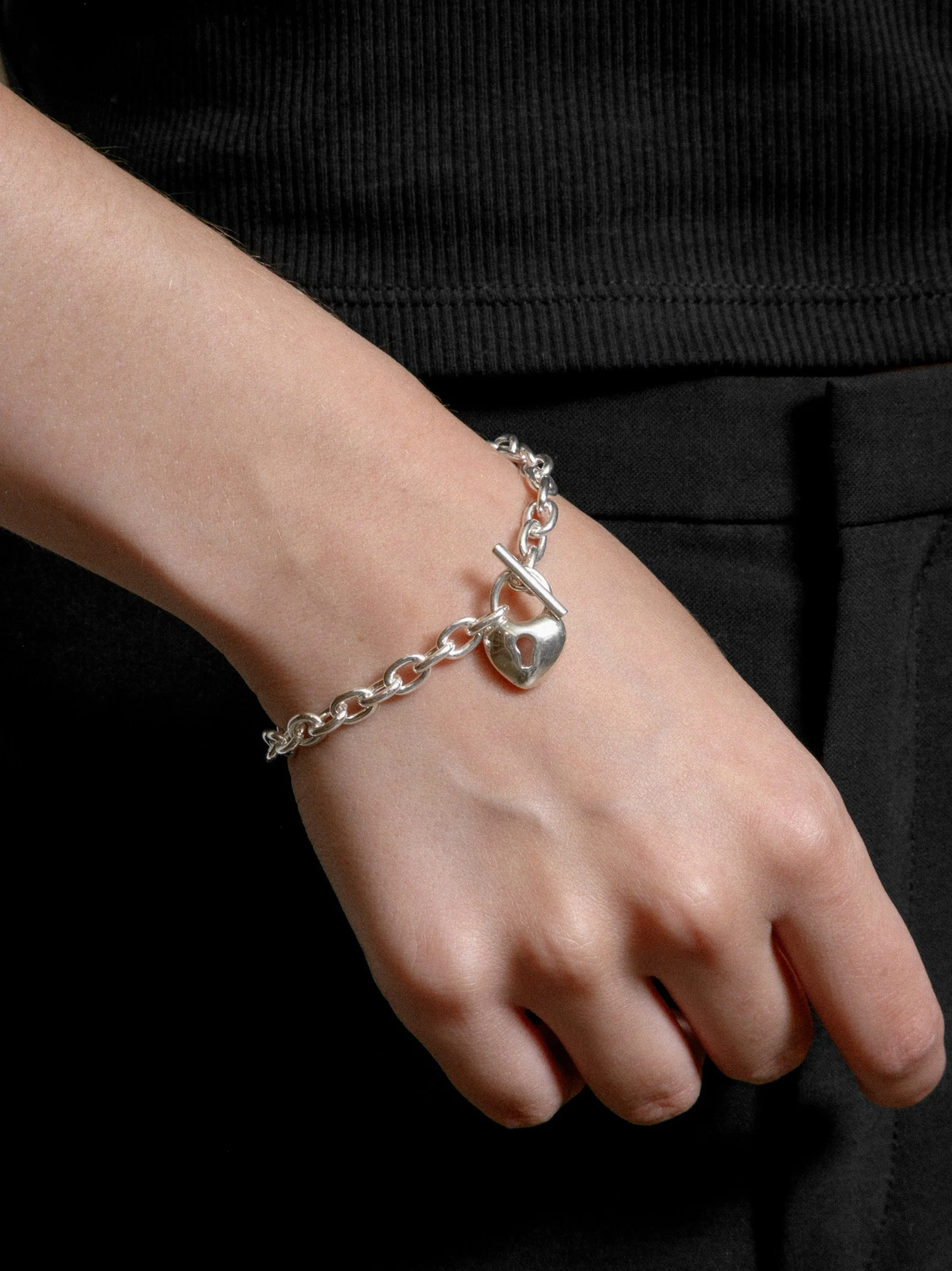 Heart Lock Bracelet in Sterling Silver