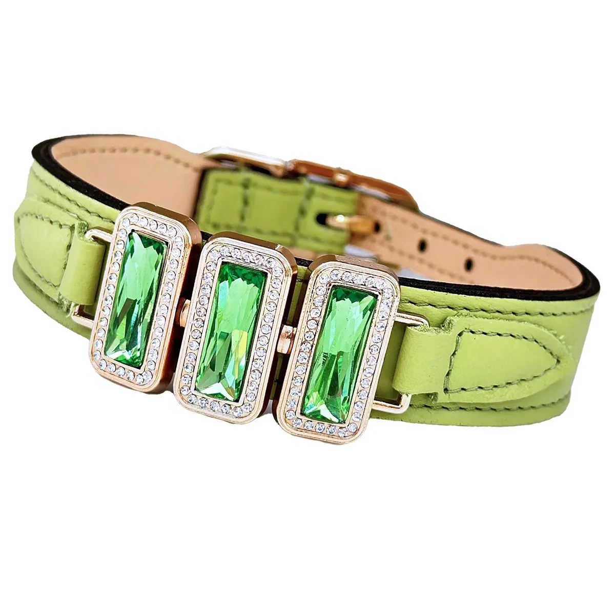 Imperial Collection Dog Collar Lime Green/Peridot/Gold