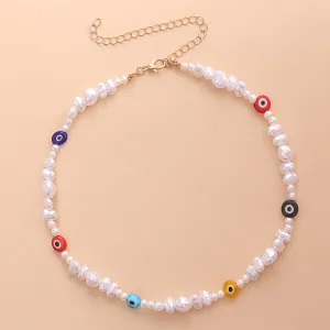 Irregular Shaped Pearl Eye Necklace For Women