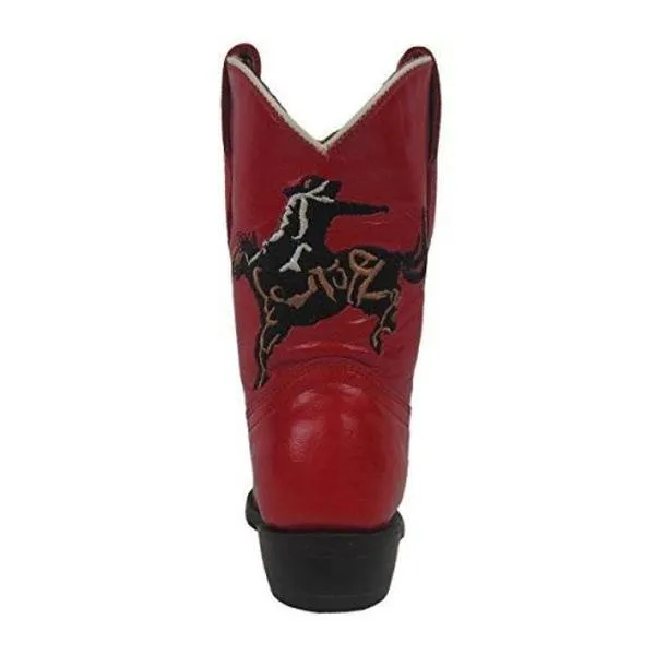 Kids' Red Bronco Embroidered Snip Toe Cowboy Boots - G1054