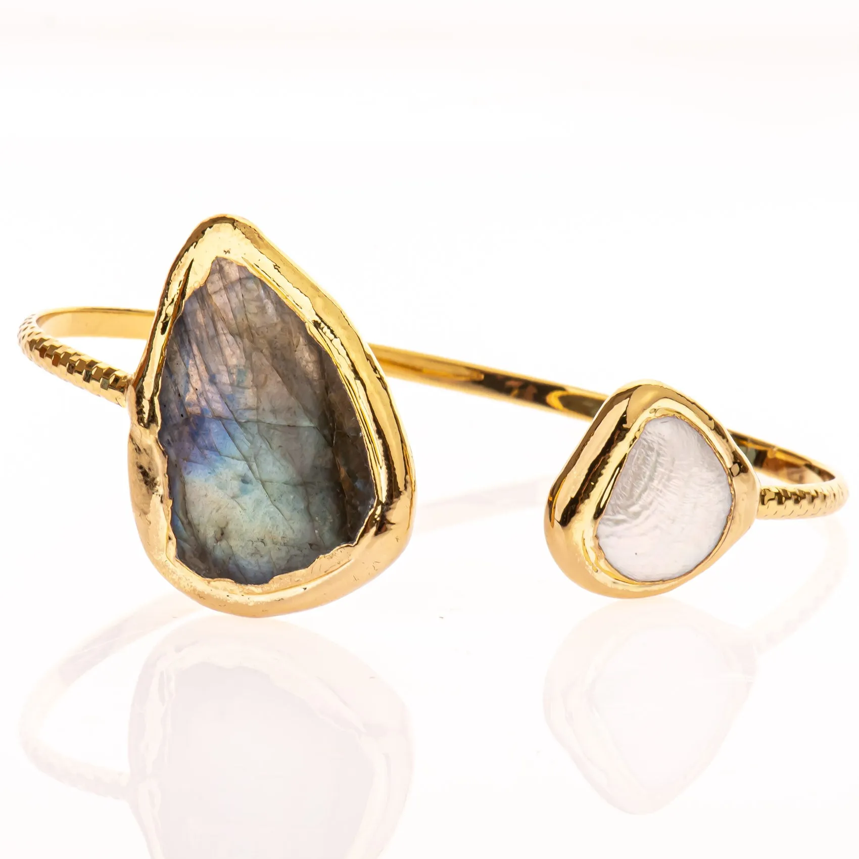 Labradorite and Pearl Cuff Bracelet