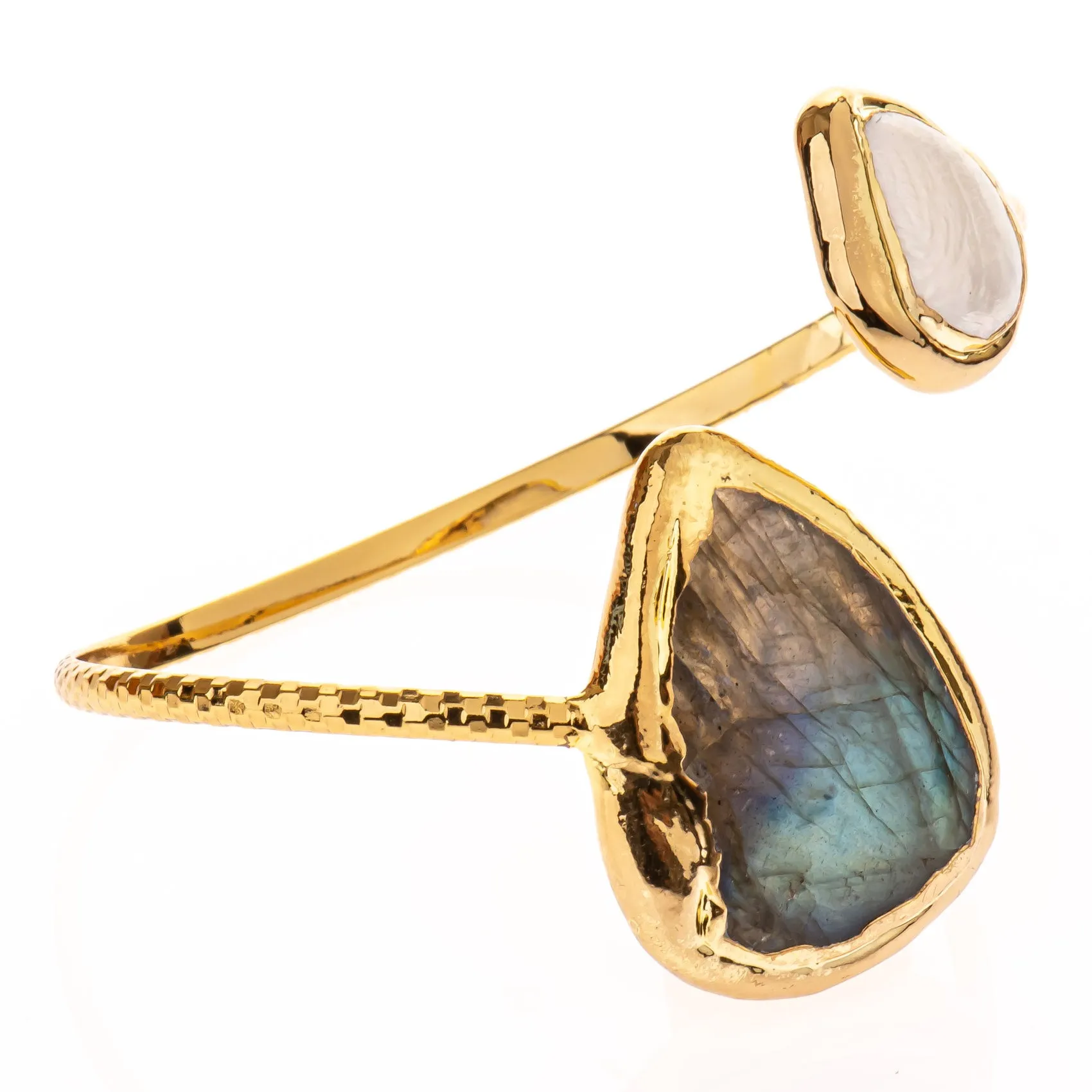 Labradorite and Pearl Cuff Bracelet