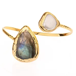 Labradorite and Pearl Cuff Bracelet