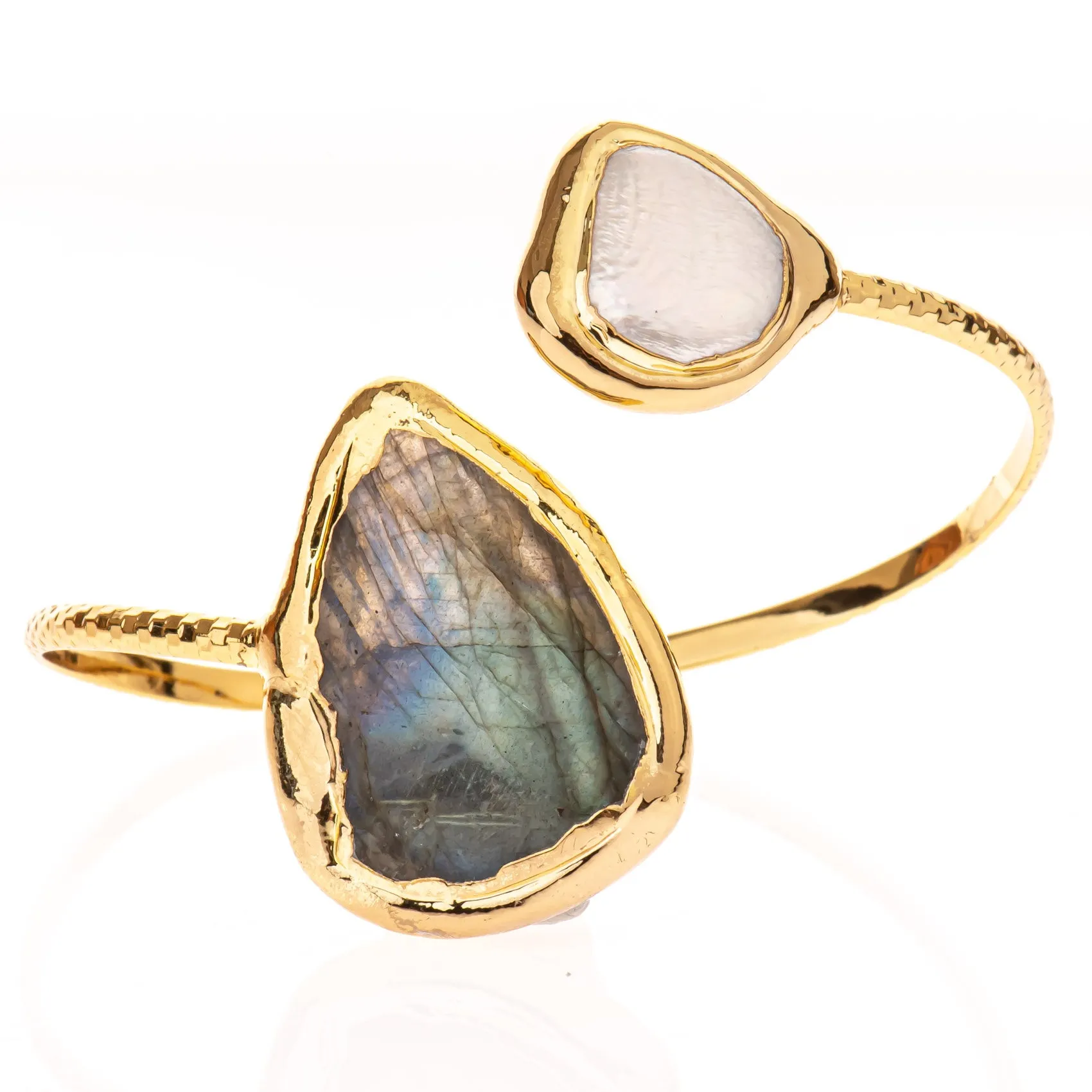 Labradorite and Pearl Cuff Bracelet