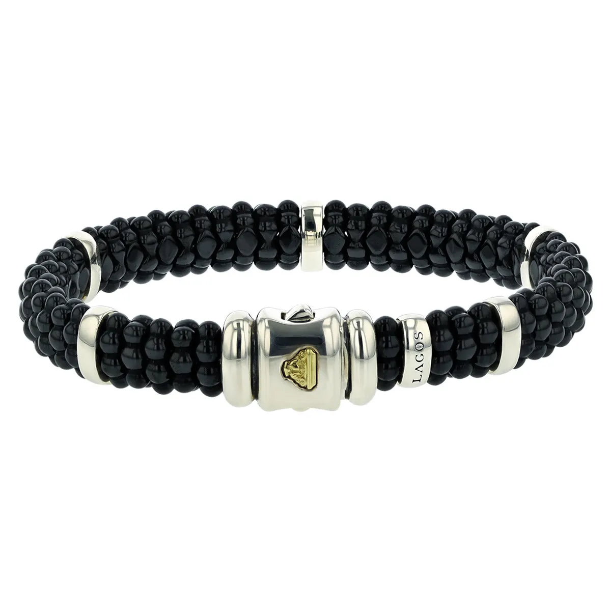 Lagos Sterling Silver 14K Black Caviar Bracelet