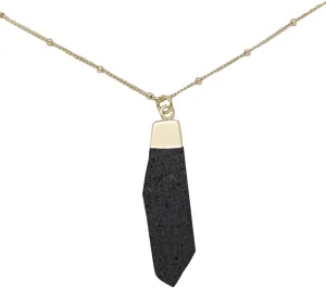 Lava Stone & Gold Pendant Necklace