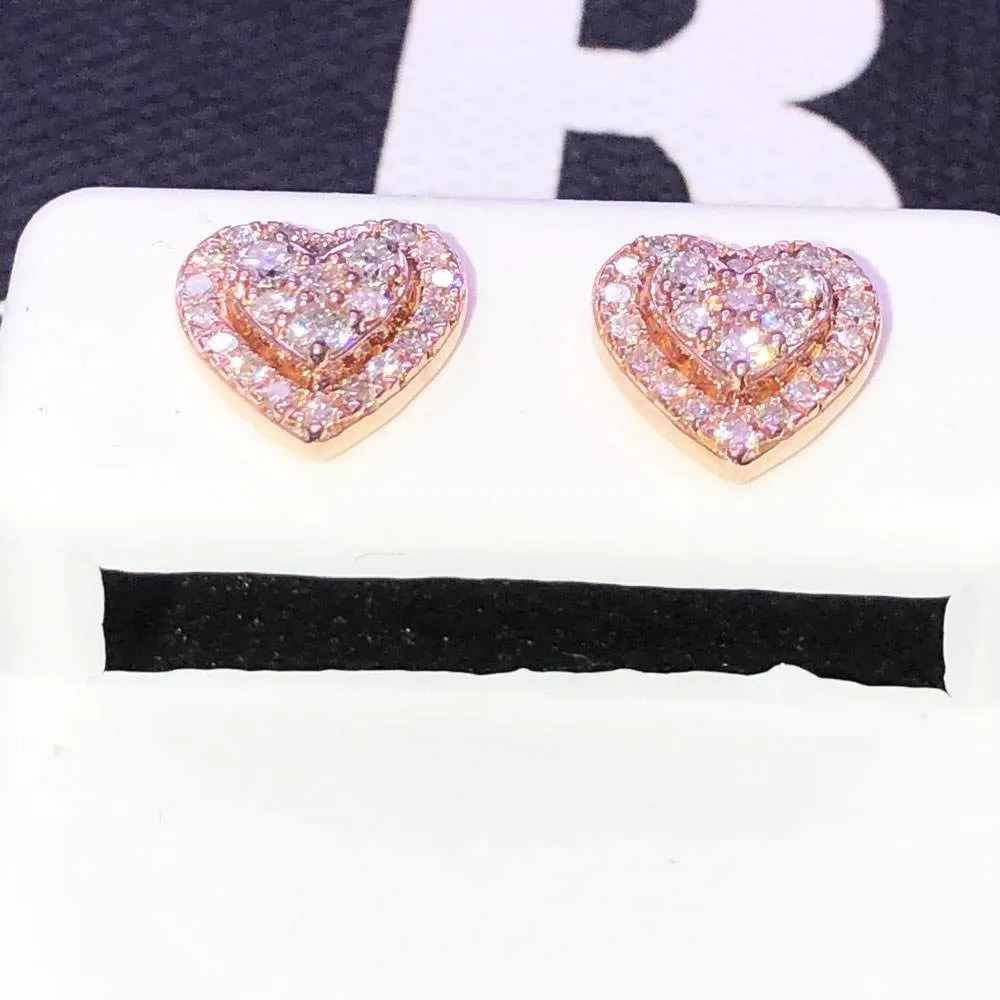 Layered Heart .50cttw Diamond Earrings 14K Rose Gold