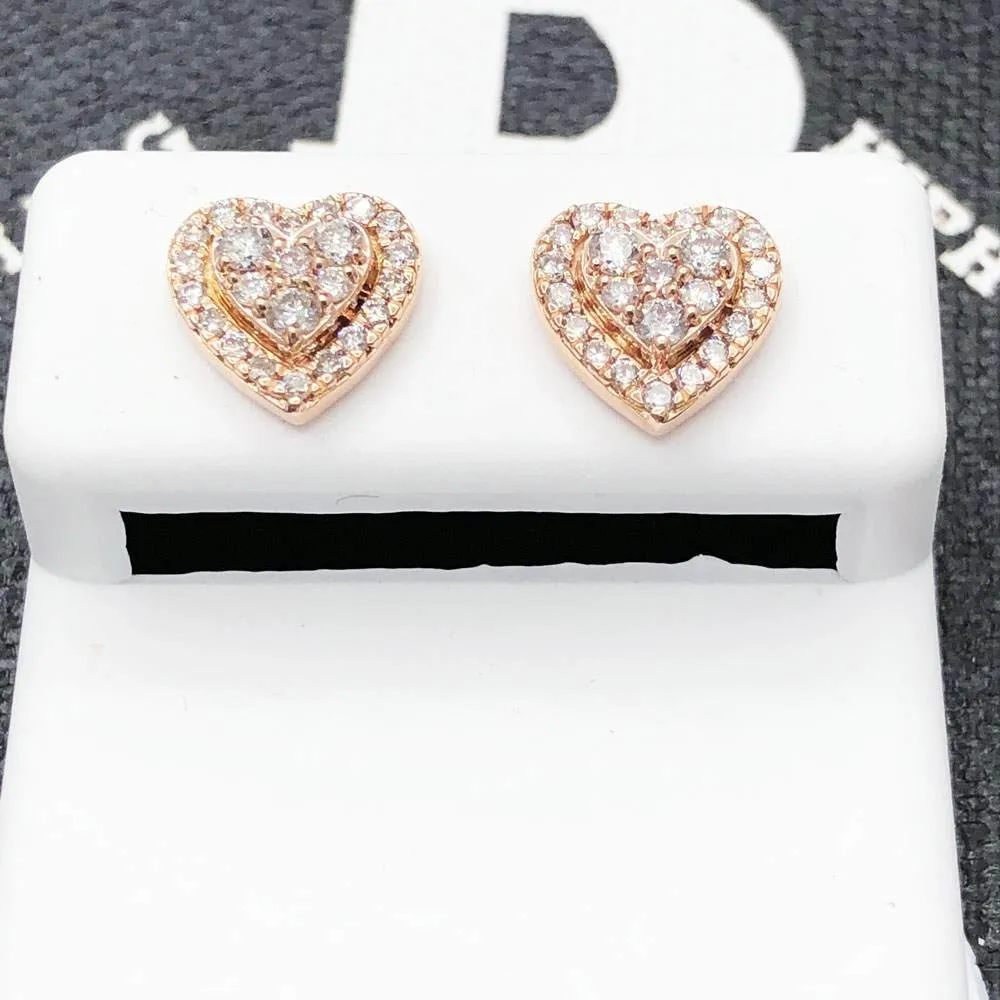 Layered Heart .50cttw Diamond Earrings 14K Rose Gold