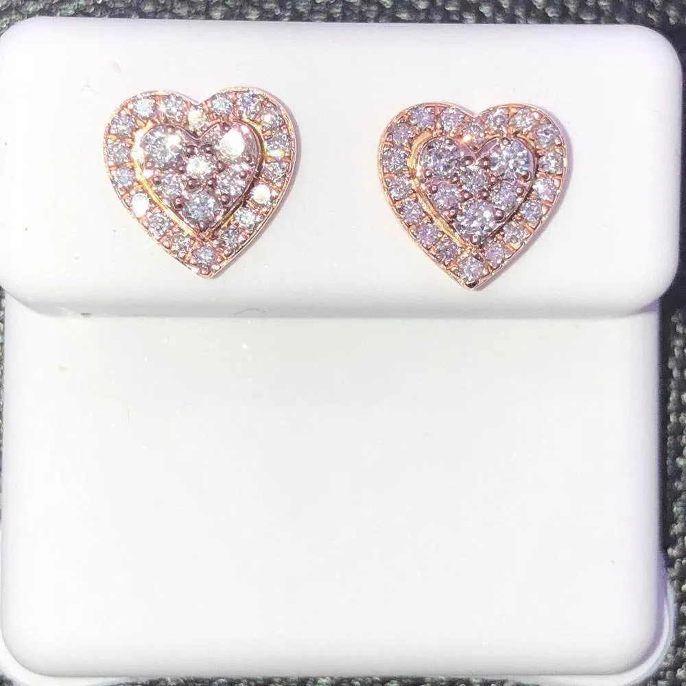 Layered Heart .50cttw Diamond Earrings 14K Rose Gold