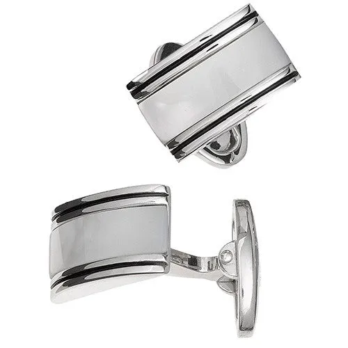 Linear Etch Rectangular Gemstone Sterling Silver Cufflinks I Jan Leslie