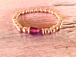 Lori Handmade Amethyst and Rose Gold Expandable Bracelet