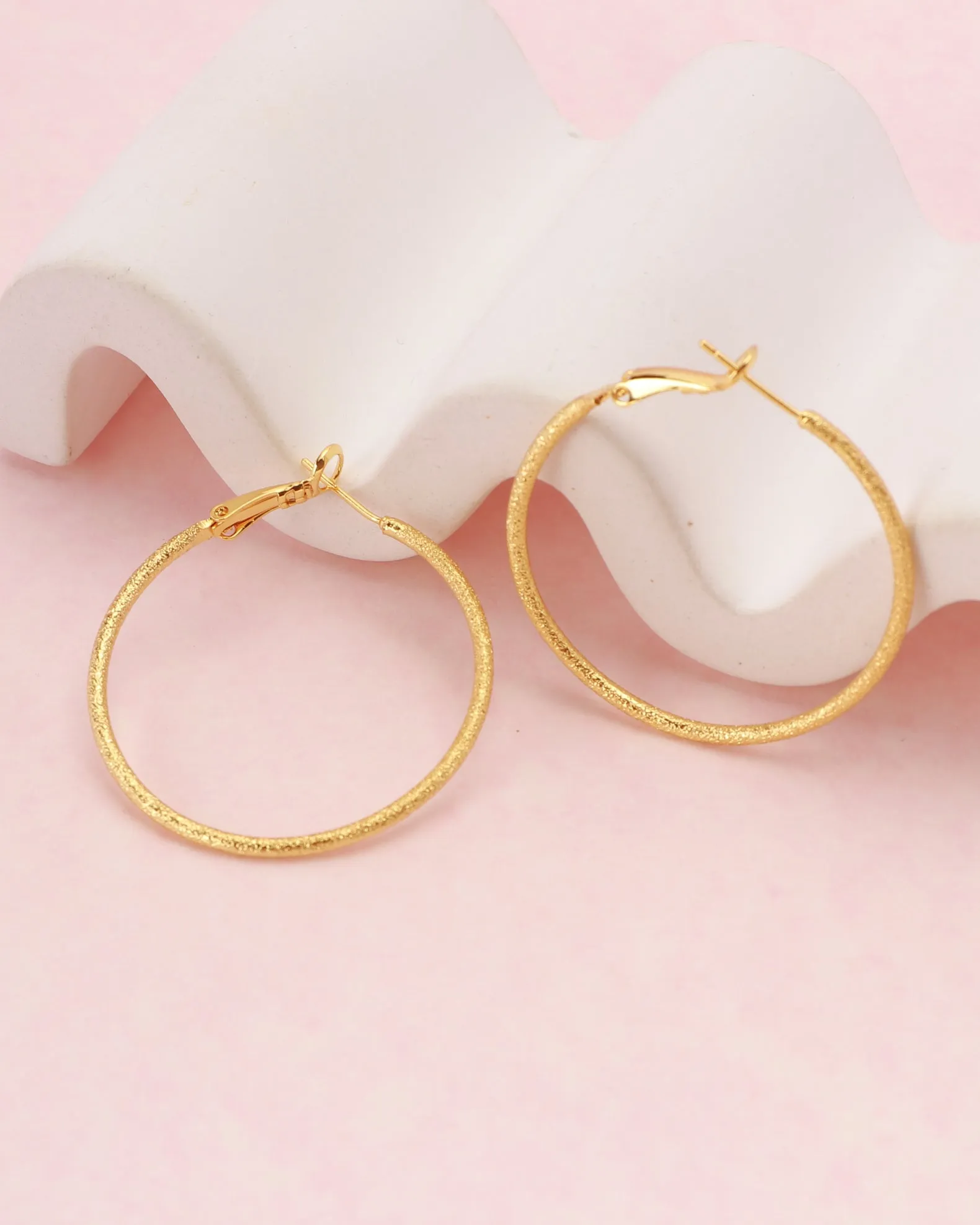 Lucia Gold Textured Hoop Earrings