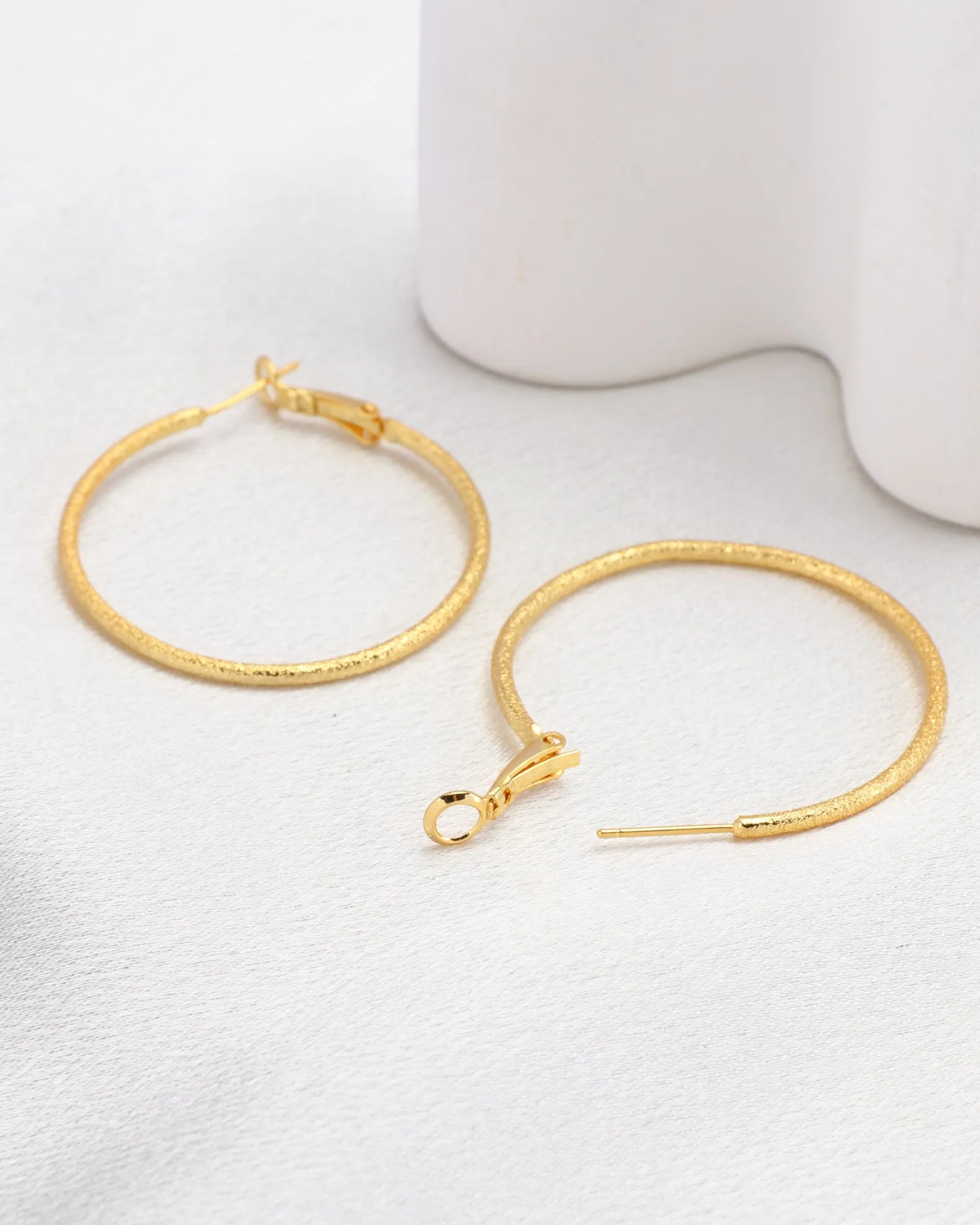 Lucia Gold Textured Hoop Earrings