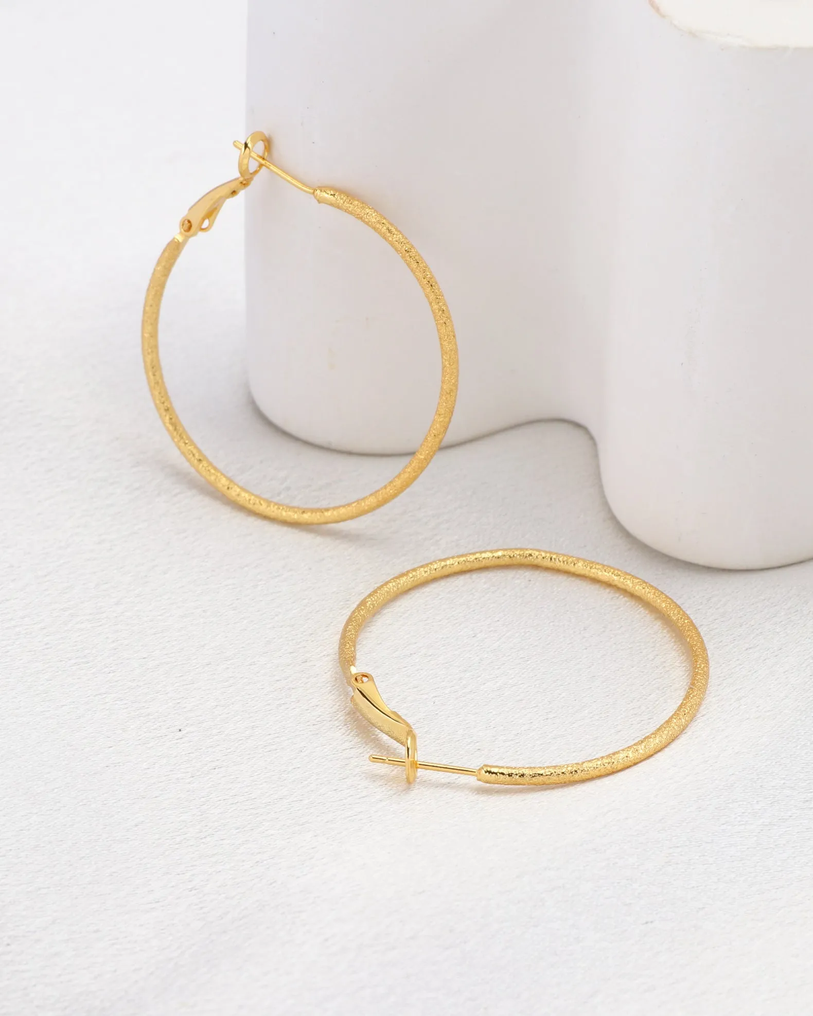 Lucia Gold Textured Hoop Earrings