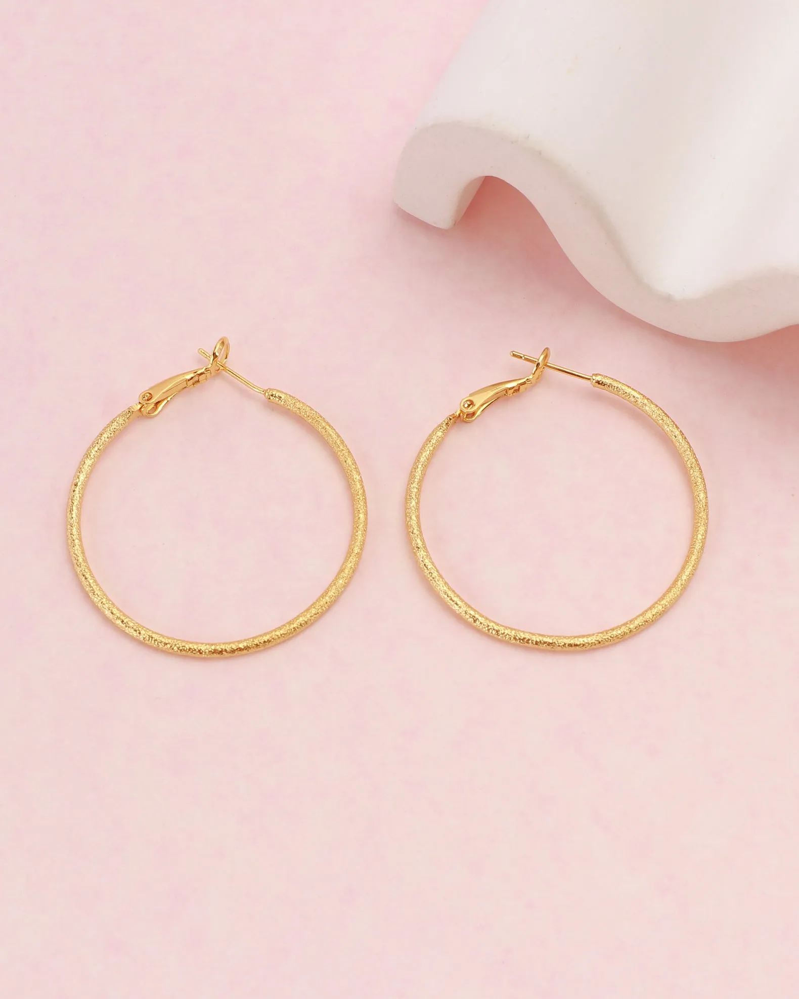 Lucia Gold Textured Hoop Earrings