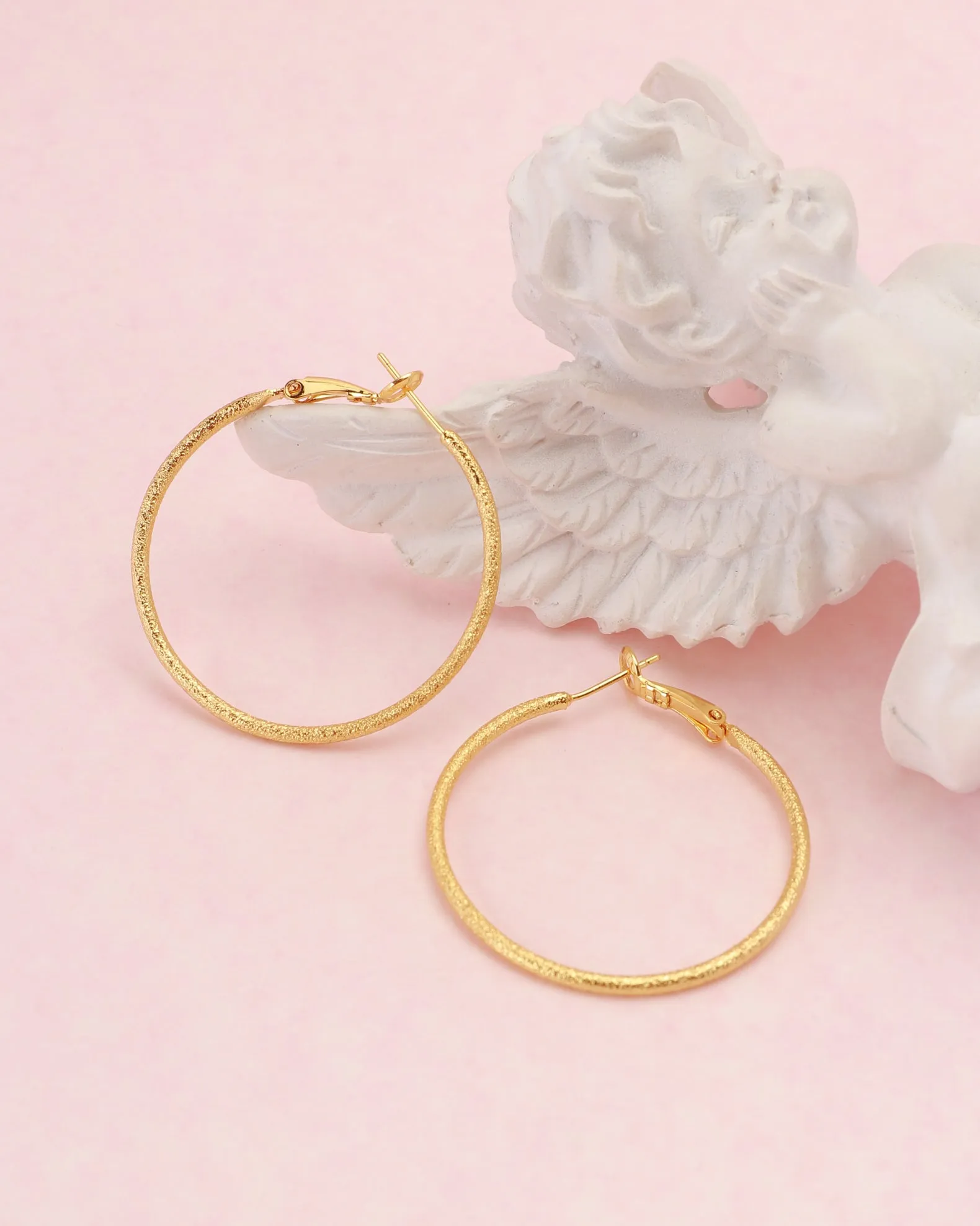 Lucia Gold Textured Hoop Earrings