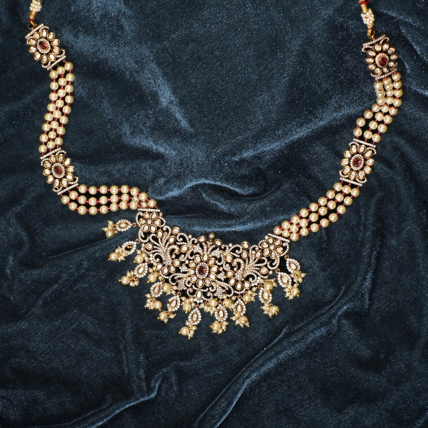 Luella Pearl Tassel Nakshatra CZ Necklace