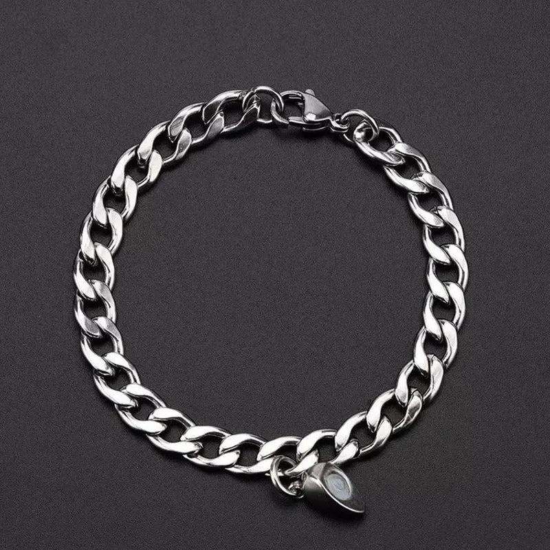 Magnetic Heart Silver Bracelet - Set of 2