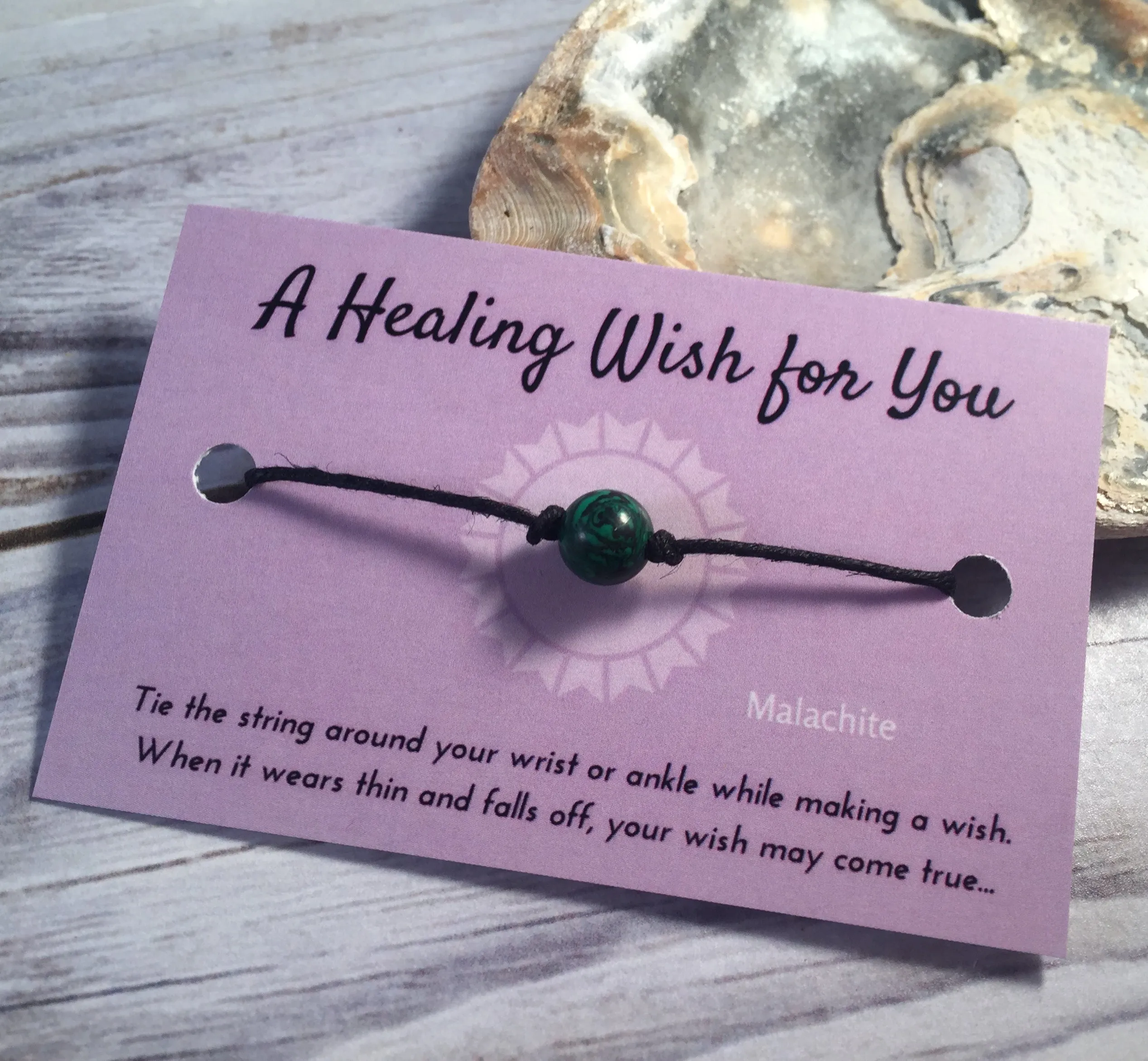 Malachite Bead Hemp Wish Bracelet - A Healing Wish