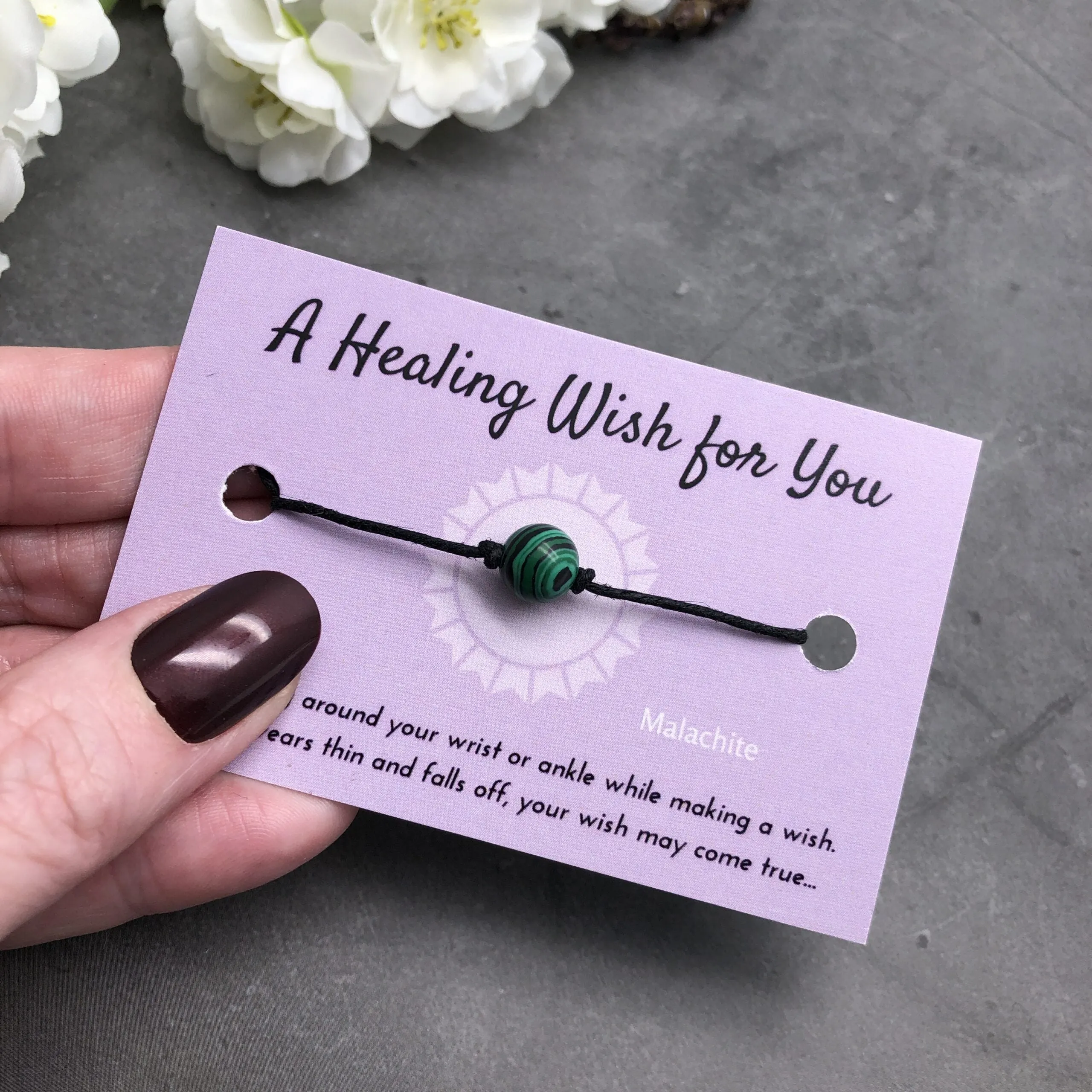 Malachite Bead Hemp Wish Bracelet - A Healing Wish