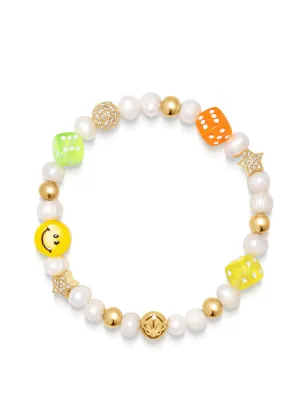 Men's Pair of Dice Pearl Bracelet