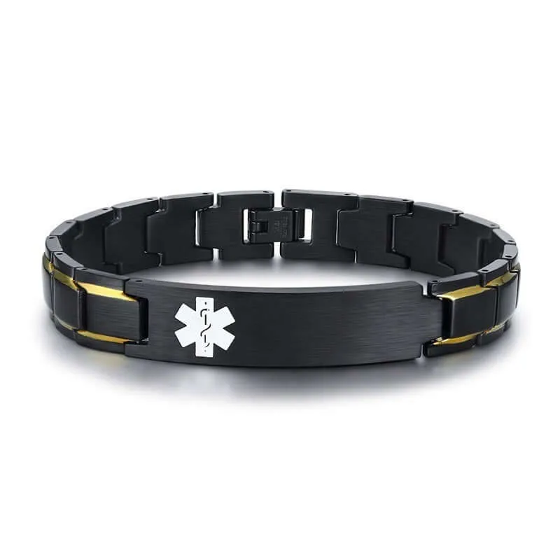 Men's Personalized Engraved Stainless Steel 12mm Medical Alert ID Bracelet