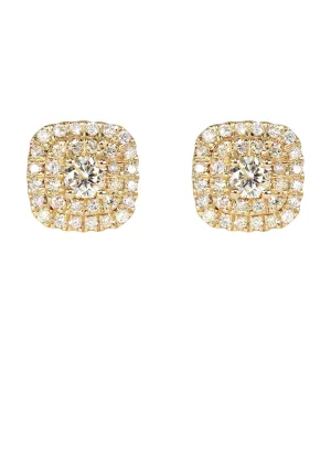 Mens Stud Diamond Earrings | 0.8 Carats 14K Yellow Gold