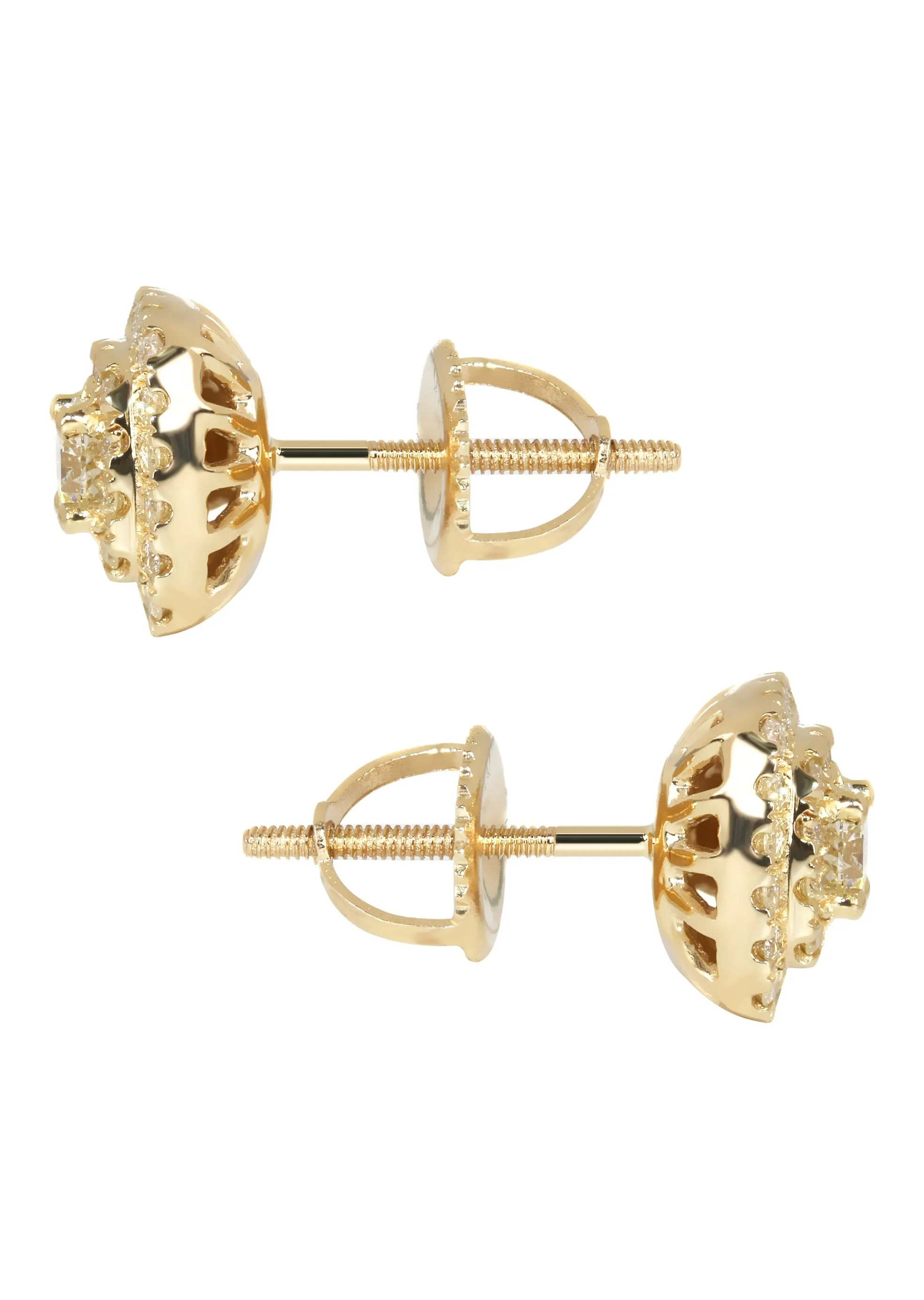 Mens Stud Diamond Earrings | 0.8 Carats 14K Yellow Gold