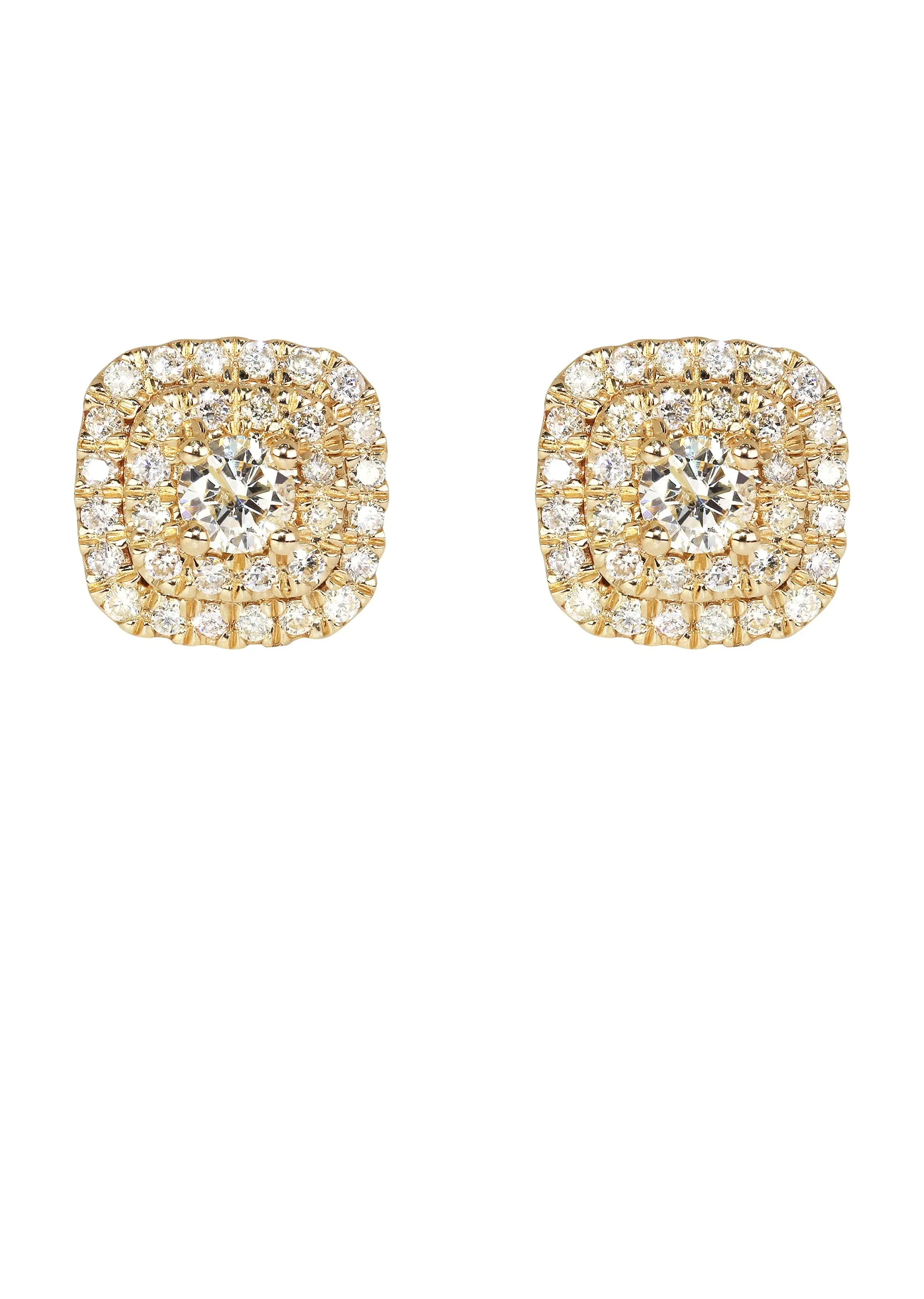 Mens Stud Diamond Earrings | 0.8 Carats 14K Yellow Gold