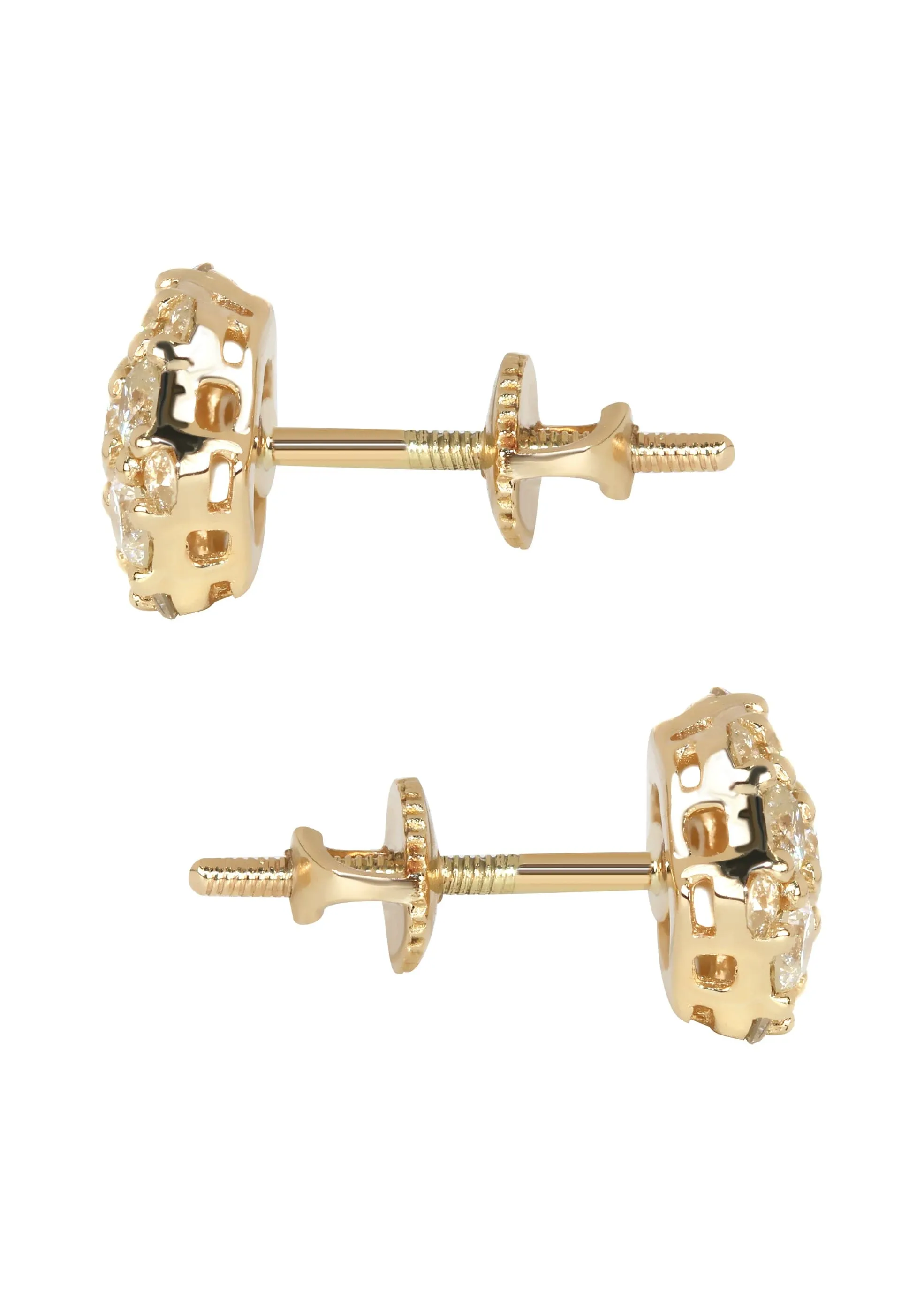 Mens Stud Diamond Earrings | 1.21 Carats 14K Yellow Gold