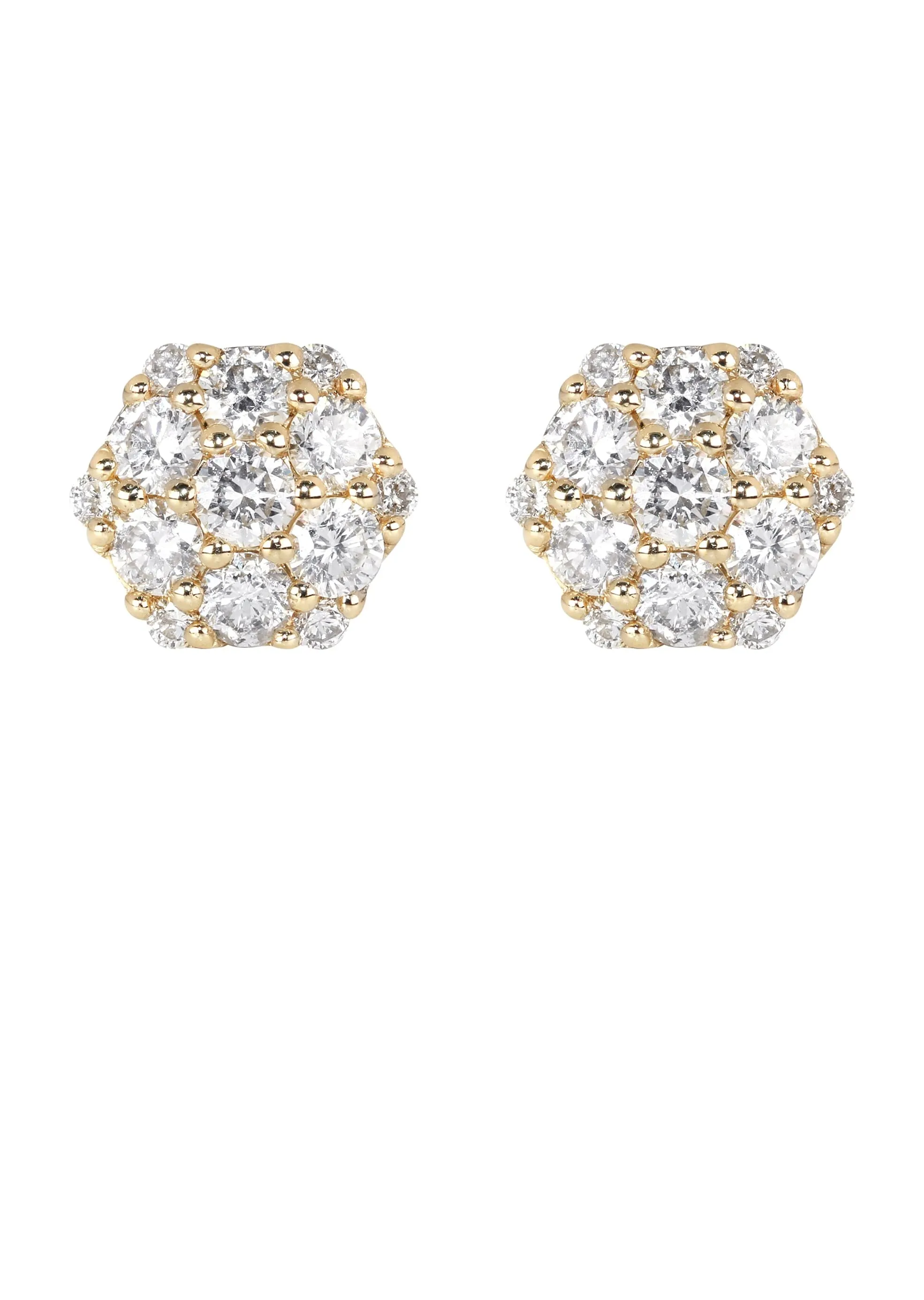 Mens Stud Diamond Earrings | 1.21 Carats 14K Yellow Gold