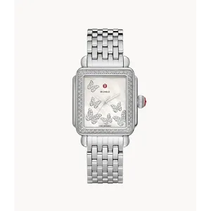 Michele Limited Edition Deco Stainless Steel Diamond Butterfly Watch