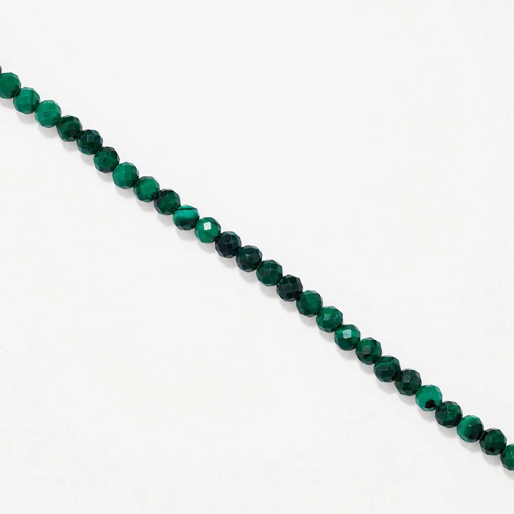 Micro Malachite Bead Necklace in Gold