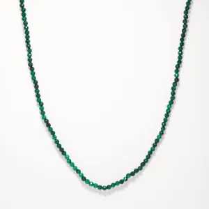 Micro Malachite Bead Necklace in Gold