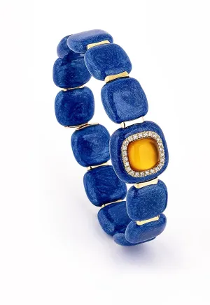 Midnight blue enamel and Citrin 18k yellow gold diamond bracelet